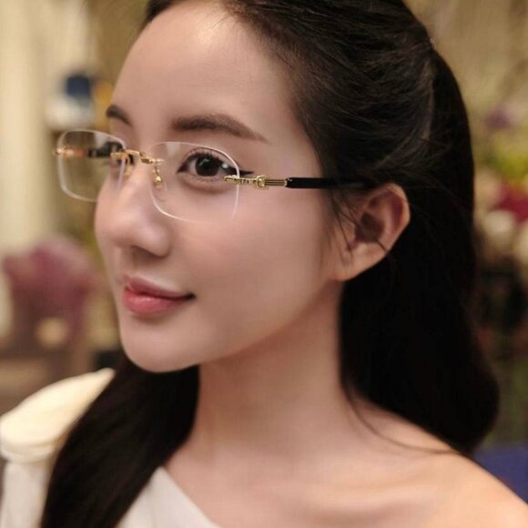 Gucci GG1221O 001 Eyeglasses Gold/Black 56mm Rectangle Frame - Picture 3 of 10